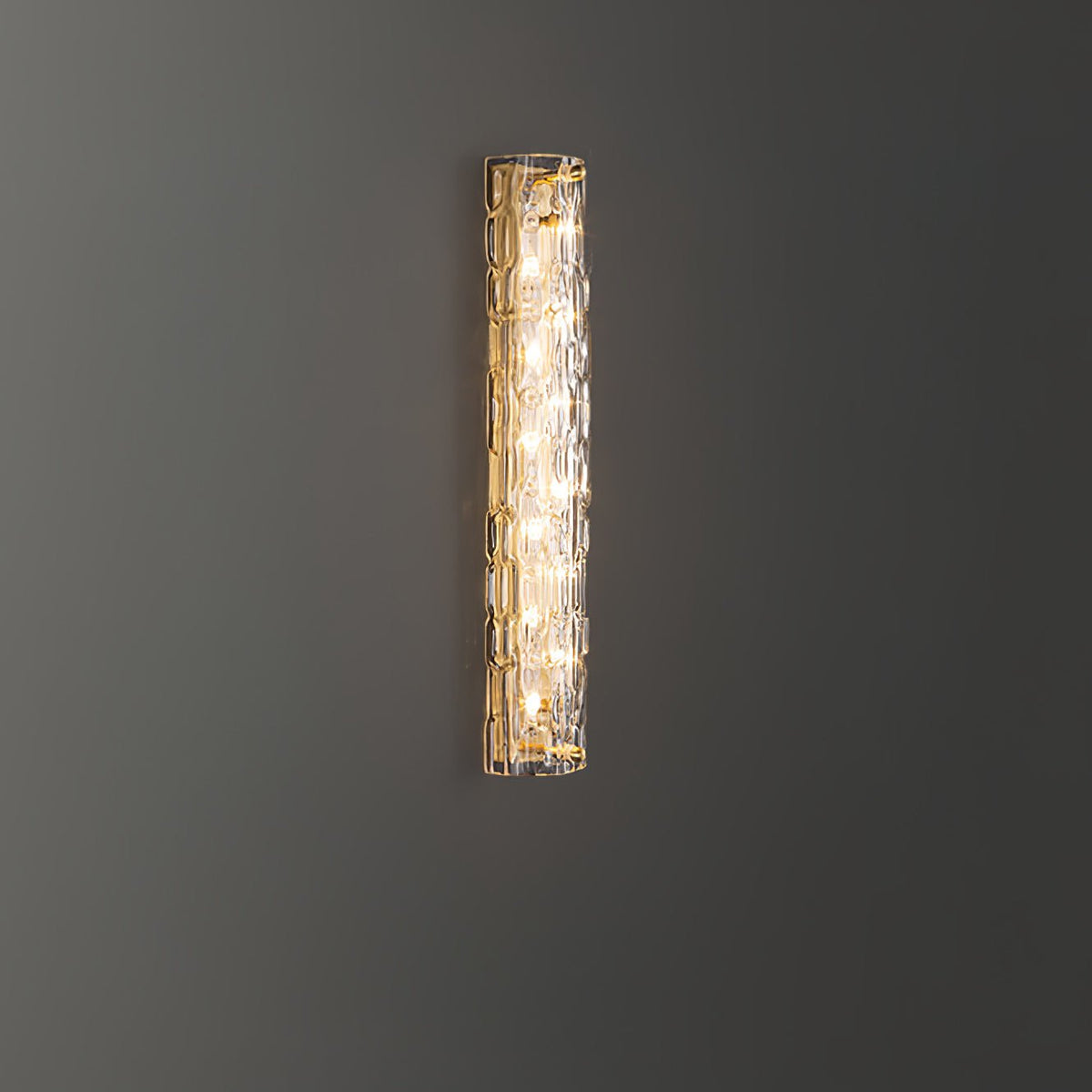 Glas-Wandleuchte aus messingfarbenem Metall, integrierte LED 3000K-6000K, dimmbare integrierte Beleuchtung, Wohnzimmer | Sansoti