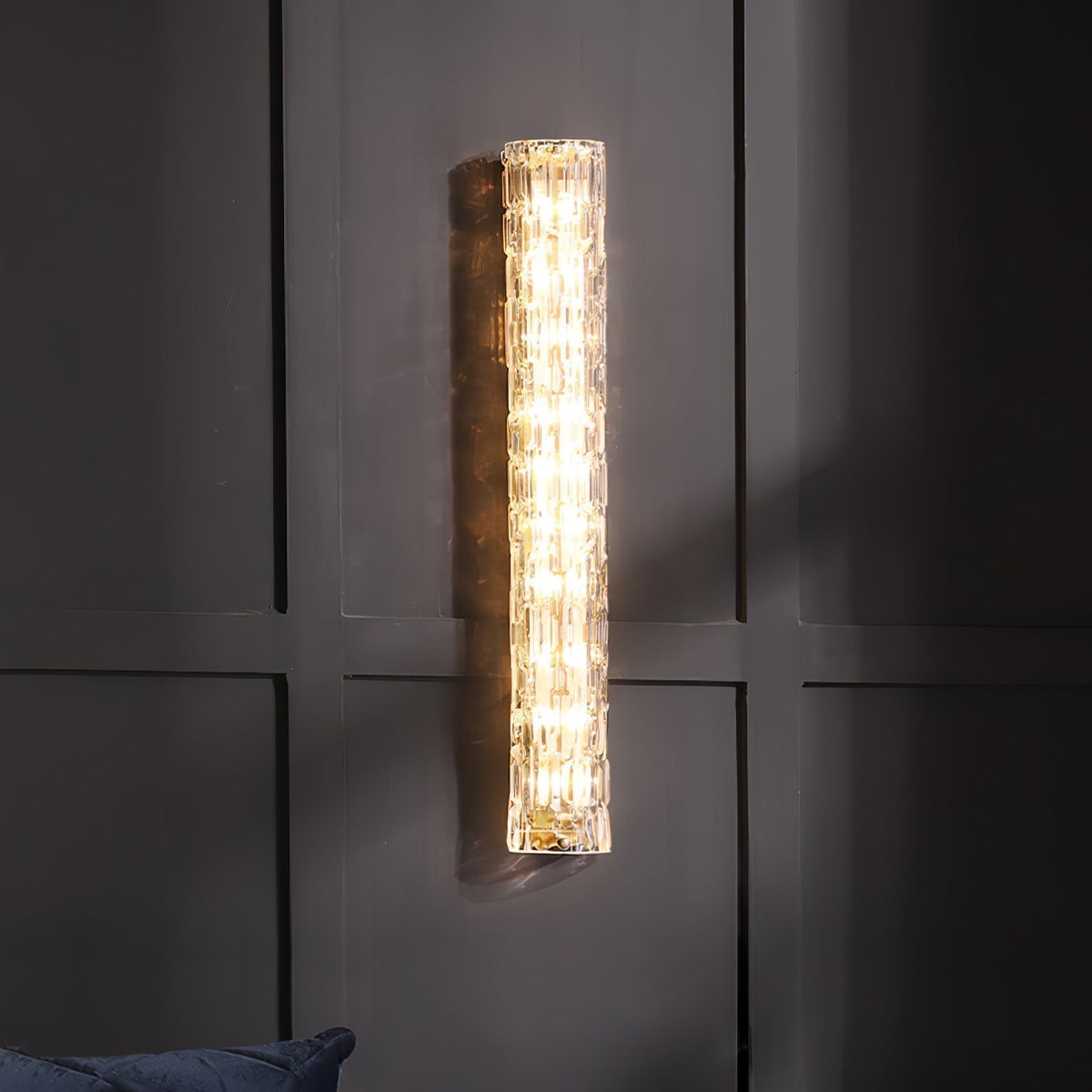 Glas-Wandleuchte aus messingfarbenem Metall, integrierte LED 3000K-6000K, dimmbare integrierte Beleuchtung, Wohnzimmer | Sansoti