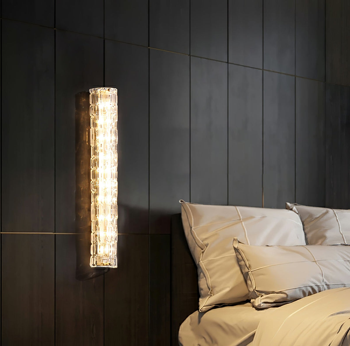 Glas-Wandleuchte aus messingfarbenem Metall, integrierte LED 3000K-6000K, dimmbare integrierte Beleuchtung, Wohnzimmer | Sansoti