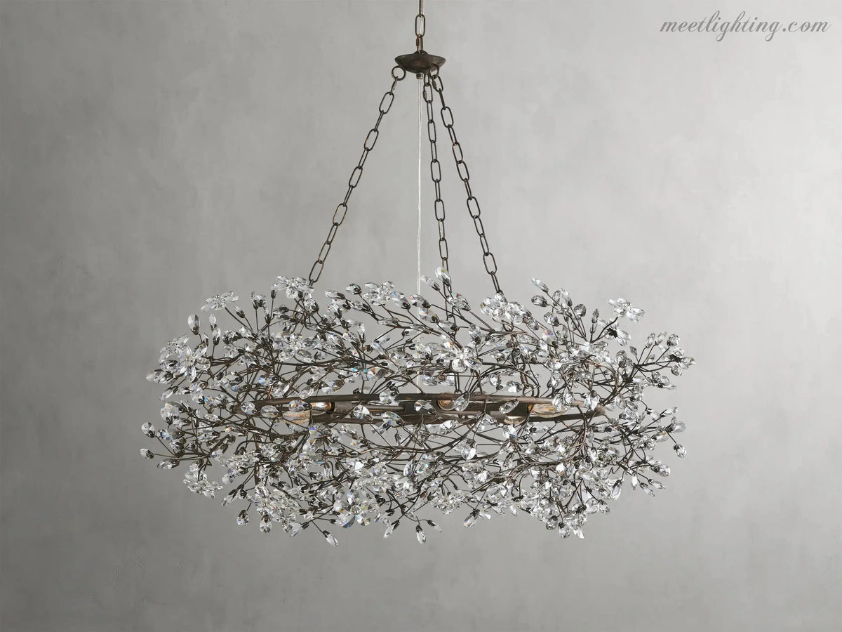 Lustre avec finition dorée, 6 à 12 sources lumineuses, suspension en fer fabriquée à la main, réglable, pour table à manger | Sansoti