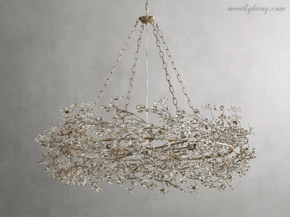 Lustre avec finition dorée, 6 à 12 sources lumineuses, suspension en fer fabriquée à la main, réglable, pour table à manger | Sansoti