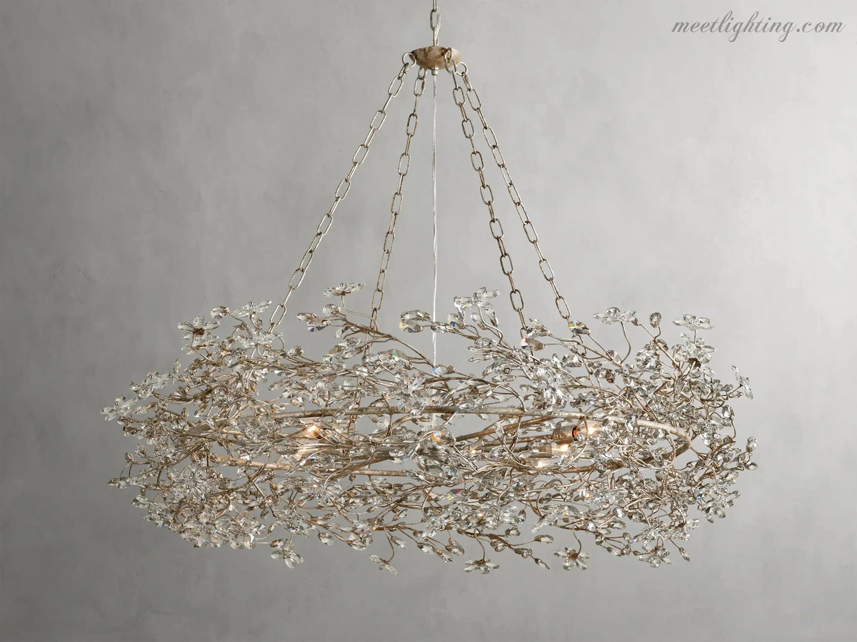 Lustre avec finition dorée, 6 à 12 sources lumineuses, suspension en fer fabriquée à la main, réglable, pour table à manger | Sansoti
