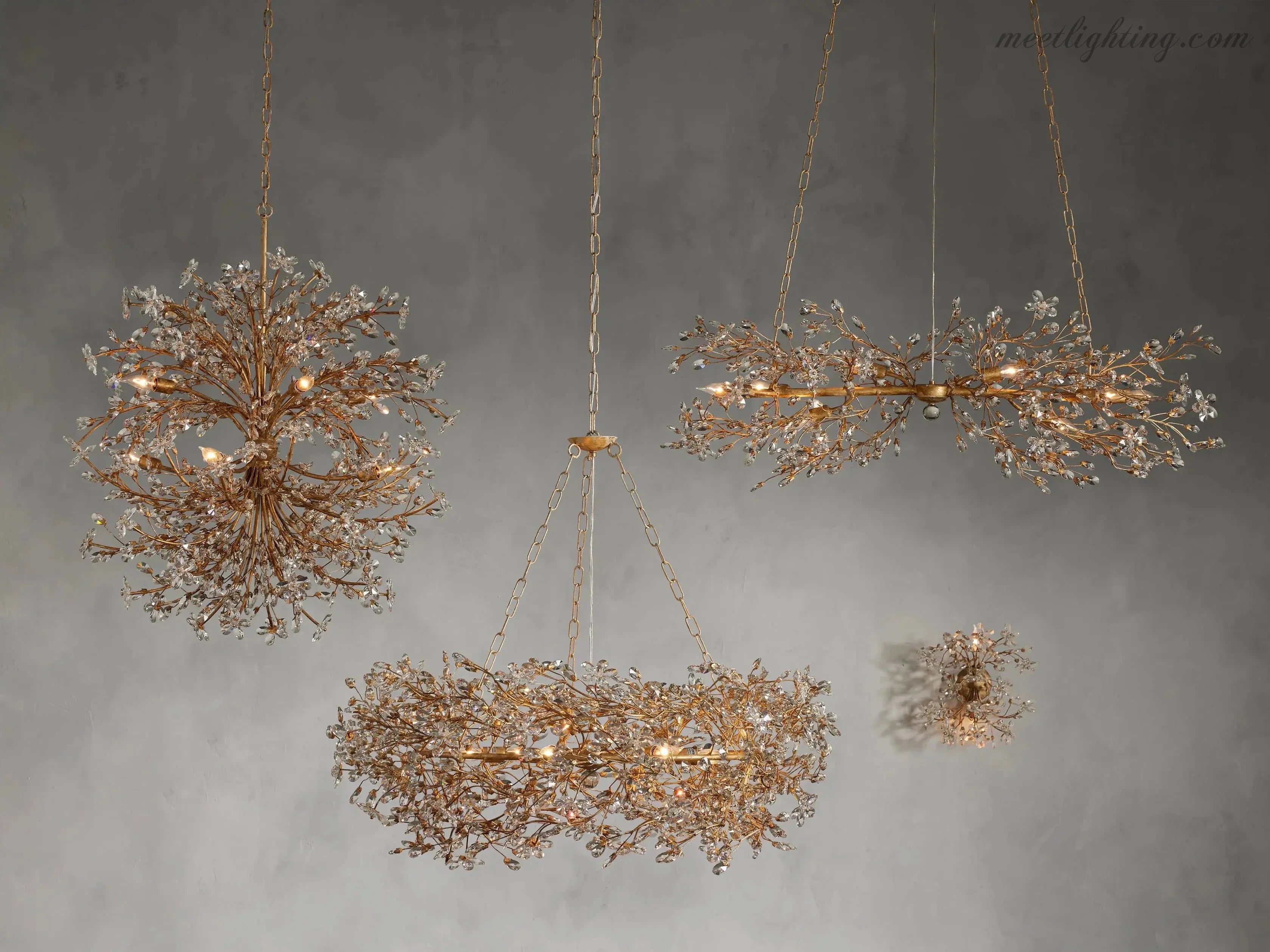 Lustre avec finition dorée, 6 à 12 sources lumineuses, suspension en fer fabriquée à la main, réglable, pour table à manger | Sansoti