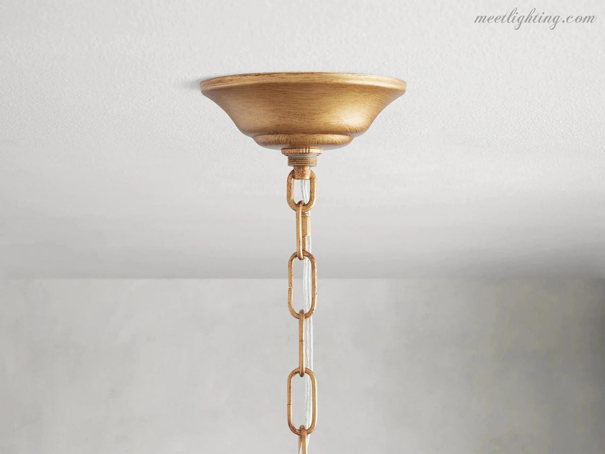Lustre avec finition dorée, 6 à 12 sources lumineuses, suspension en fer fabriquée à la main, réglable, pour table à manger | Sansoti