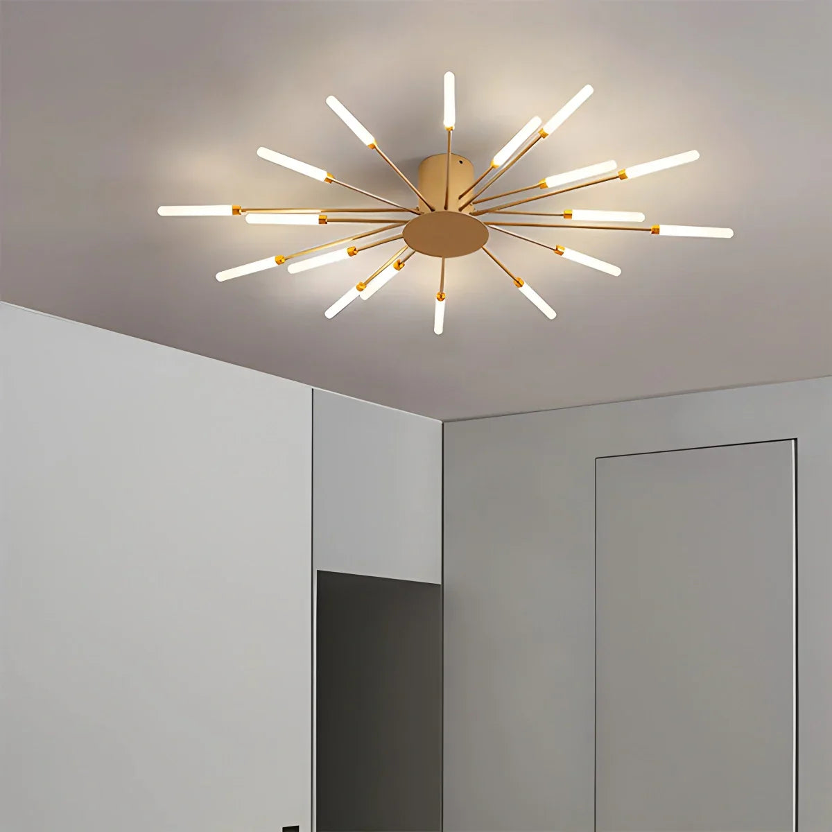 LED Plafondlamp Metaal 20-42 Lichtpunten Zwart Goud Woonkamer Eetkamer Stervorm Design Dimbaar Moderne Verlichting Grote Ruimtes | Sansoti