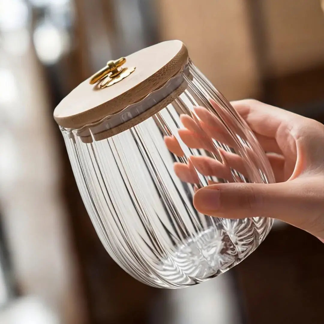 Vorratsglas Holzdeckel Gold Borosilikat Tee Küche Skandinavisch | Restfield