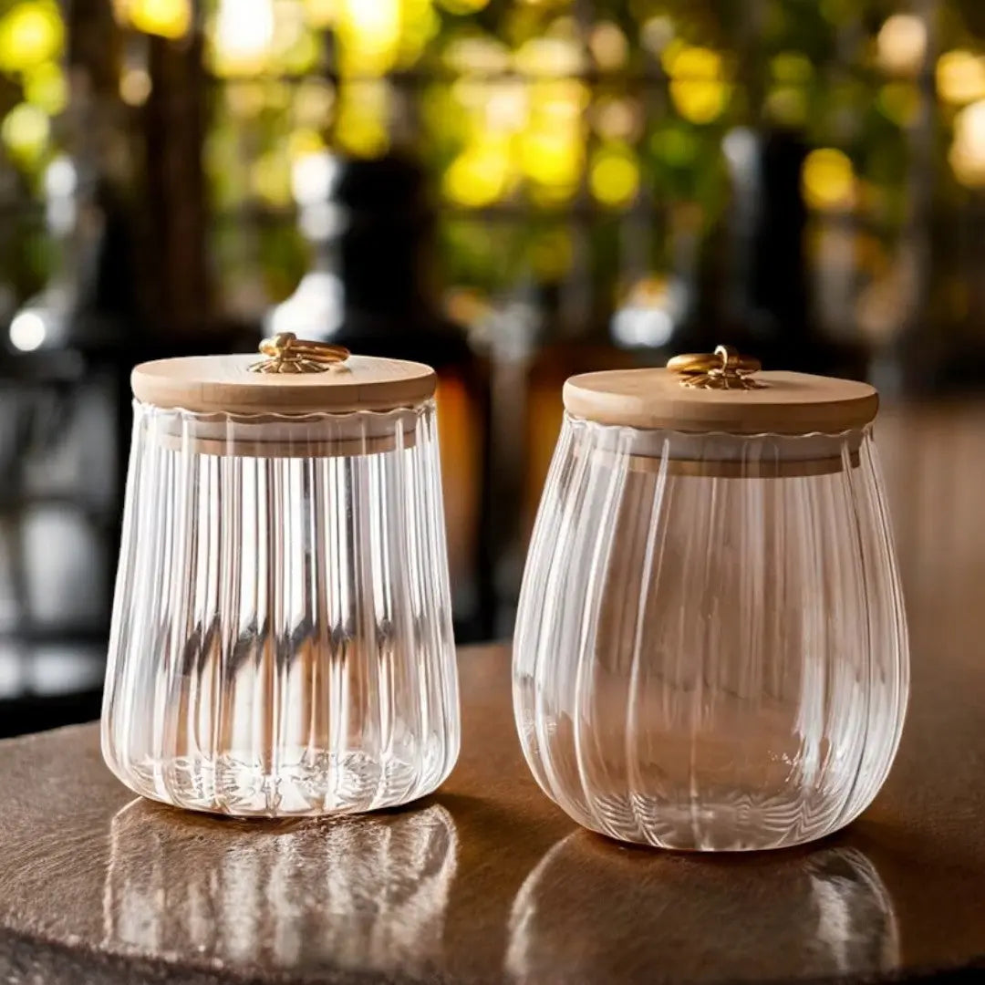 Vorratsglas Holzdeckel Gold Borosilikat Tee Küche Skandinavisch | Restfield