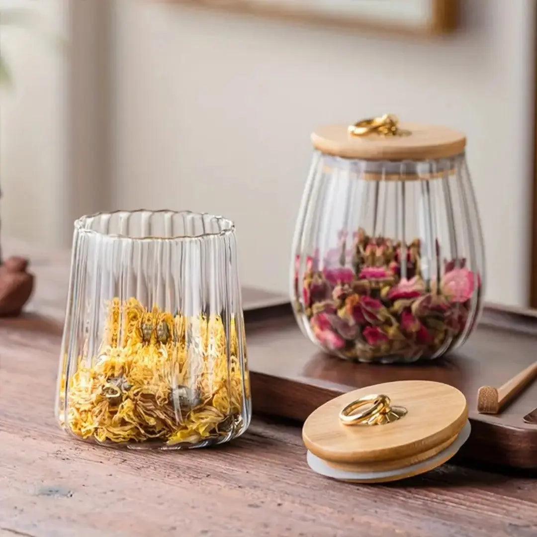 Vorratsglas Holzdeckel Gold Borosilikat Tee Küche Skandinavisch | Restfield