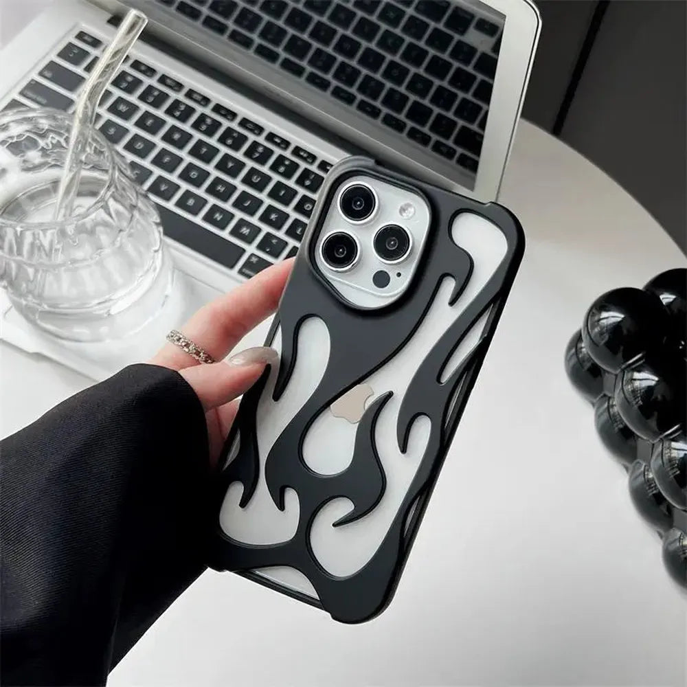 Perforated iPhone Phone Case with Flame Design Heat Dissipation Matte or Glossy Finish Protective Cover | Sansoti