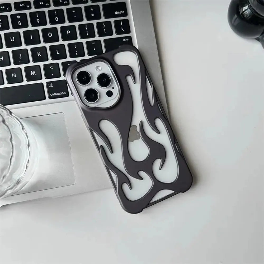 Perforated iPhone Phone Case with Flame Design Heat Dissipation Matte or Glossy Finish Protective Cover | Sansoti