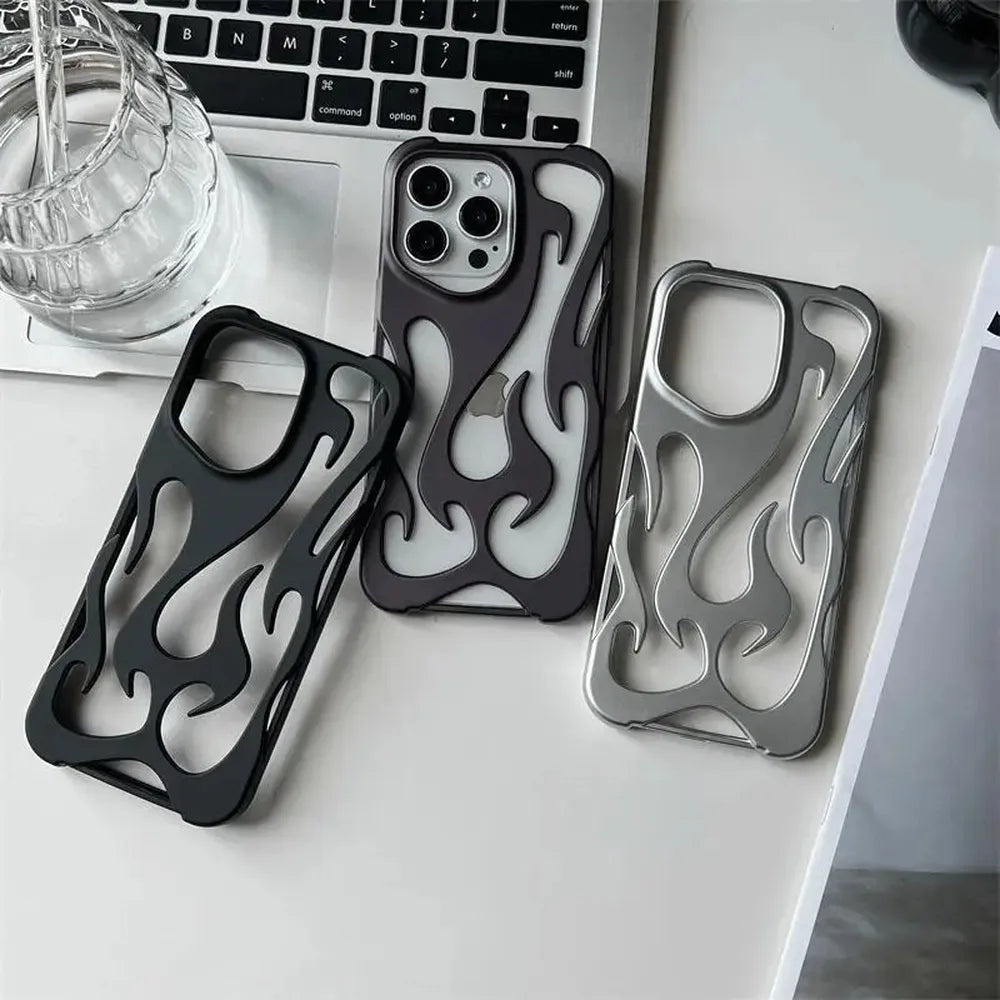 Perforated iPhone Phone Case with Flame Design Heat Dissipation Matte or Glossy Finish Protective Cover | Sansoti