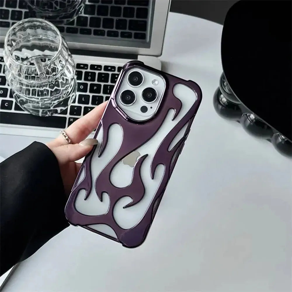 Perforated iPhone Phone Case with Flame Design Heat Dissipation Matte or Glossy Finish Protective Cover | Sansoti