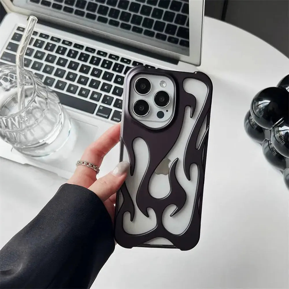Perforated iPhone Phone Case with Flame Design Heat Dissipation Matte or Glossy Finish Protective Cover | Sansoti