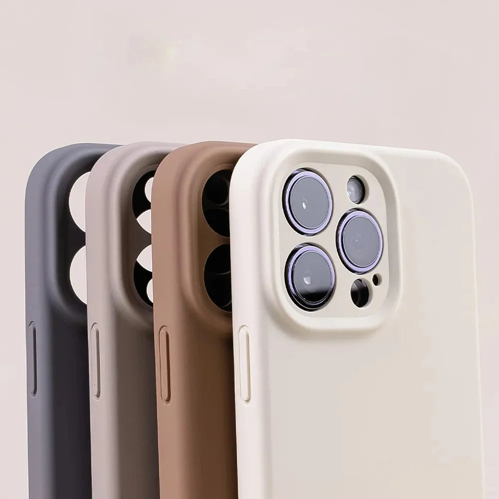 Soft Silicone iPhone Case with Raised Edge Camera Protection 14 15 16 17 Minimalist Style | Sansoti