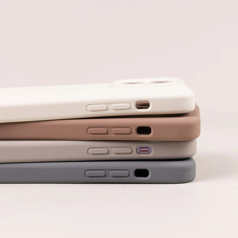 Soft Silicone iPhone Case with Raised Edge Camera Protection 14 15 16 17 Minimalist Style | Sansoti
