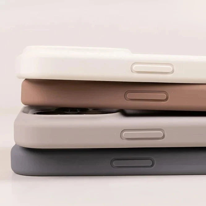 Soft Silicone iPhone Case with Raised Edge Camera Protection 14 15 16 17 Minimalist Style | Sansoti