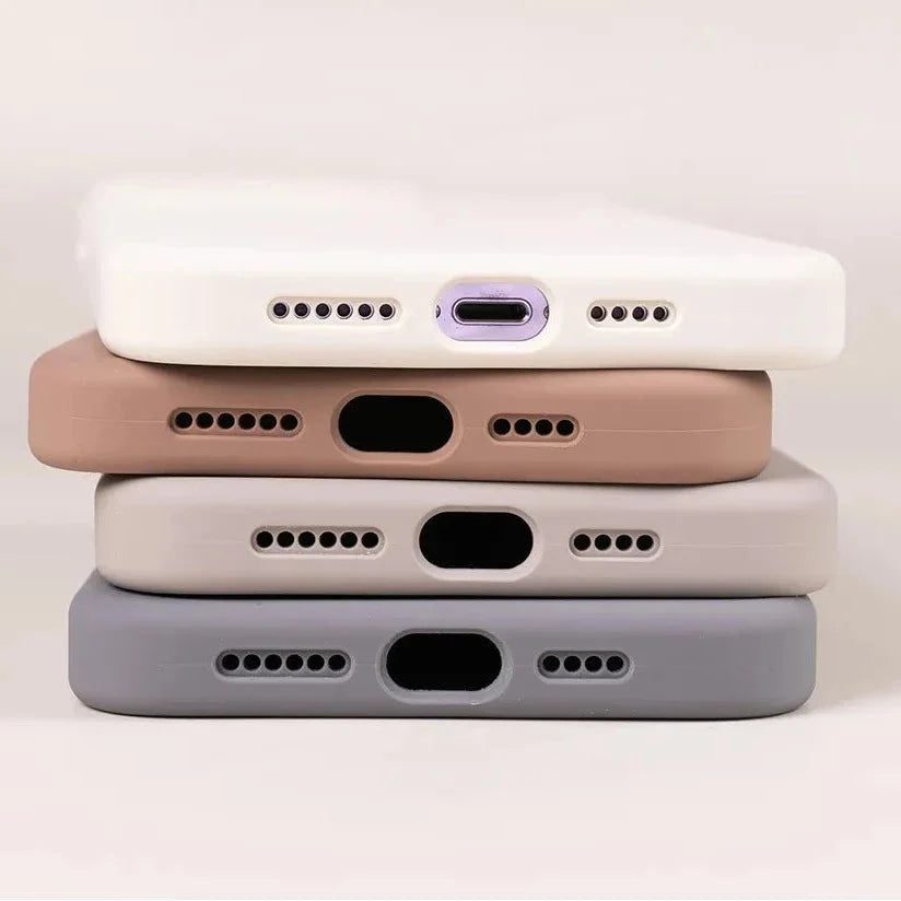 Soft Silicone iPhone Case with Raised Edge Camera Protection 14 15 16 17 Minimalist Style | Sansoti