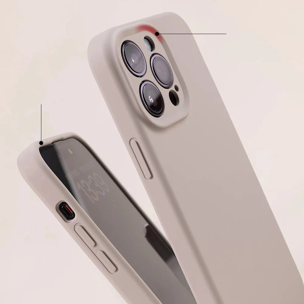 Soft Silicone iPhone Case with Raised Edge Camera Protection 14 15 16 17 Minimalist Style | Sansoti