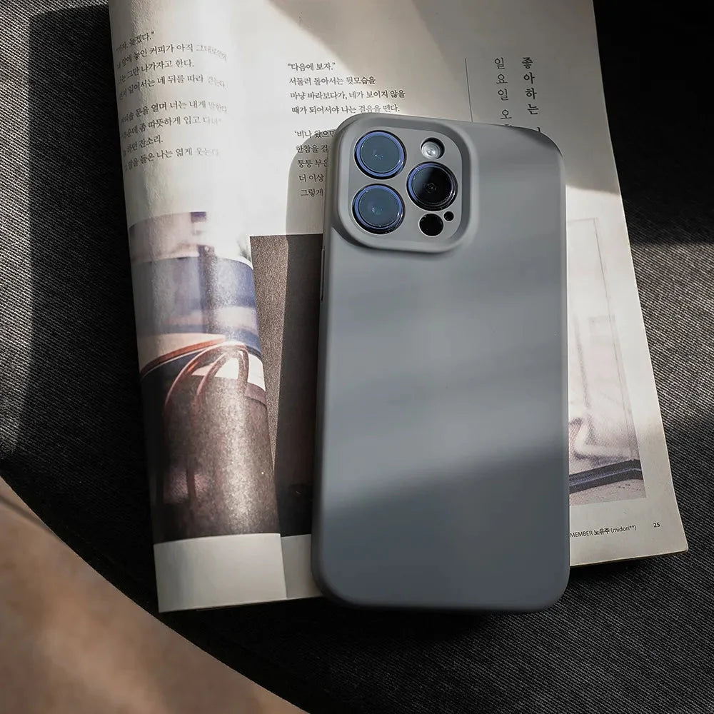 Soft Silicone iPhone Case with Raised Edge Camera Protection 14 15 16 17 Minimalist Style | Sansoti