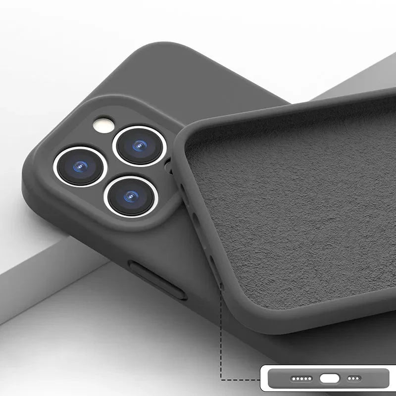 Soft Silicone iPhone Case with Raised Edge Camera Protection 14 15 16 17 Minimalist Style | Sansoti
