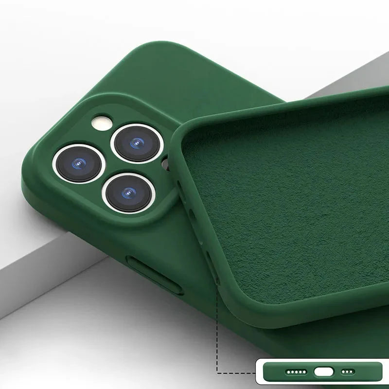Soft Silicone iPhone Case with Raised Edge Camera Protection 14 15 16 17 Minimalist Style | Sansoti
