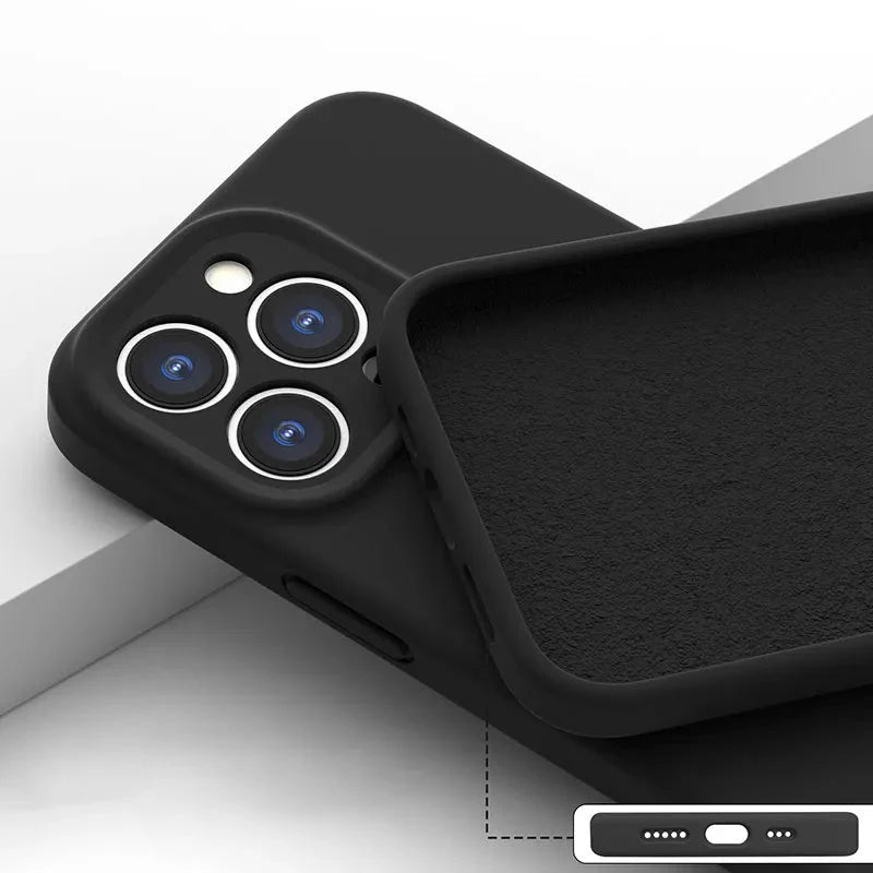 Soft Silicone iPhone Case with Raised Edge Camera Protection 14 15 16 17 Minimalist Style | Sansoti