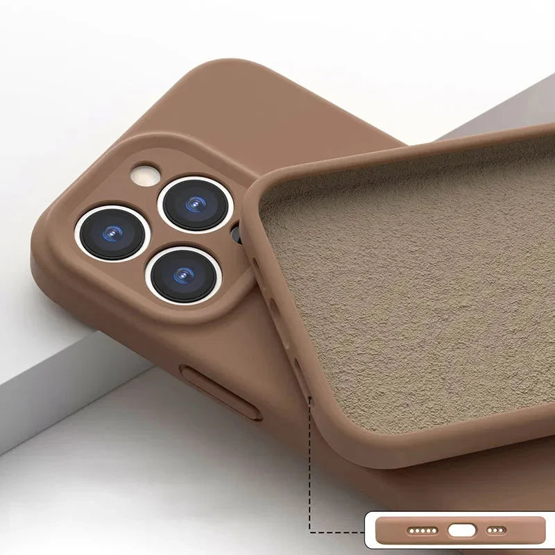 Soft Silicone iPhone Case with Raised Edge Camera Protection 14 15 16 17 Minimalist Style | Sansoti