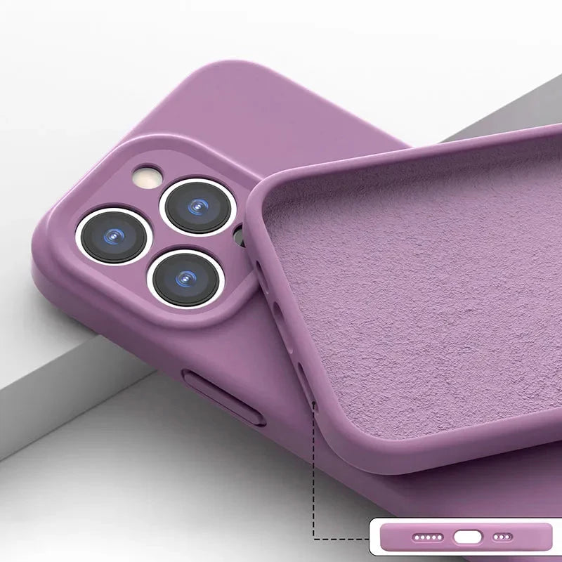 Soft Silicone iPhone Case with Raised Edge Camera Protection 14 15 16 17 Minimalist Style | Sansoti