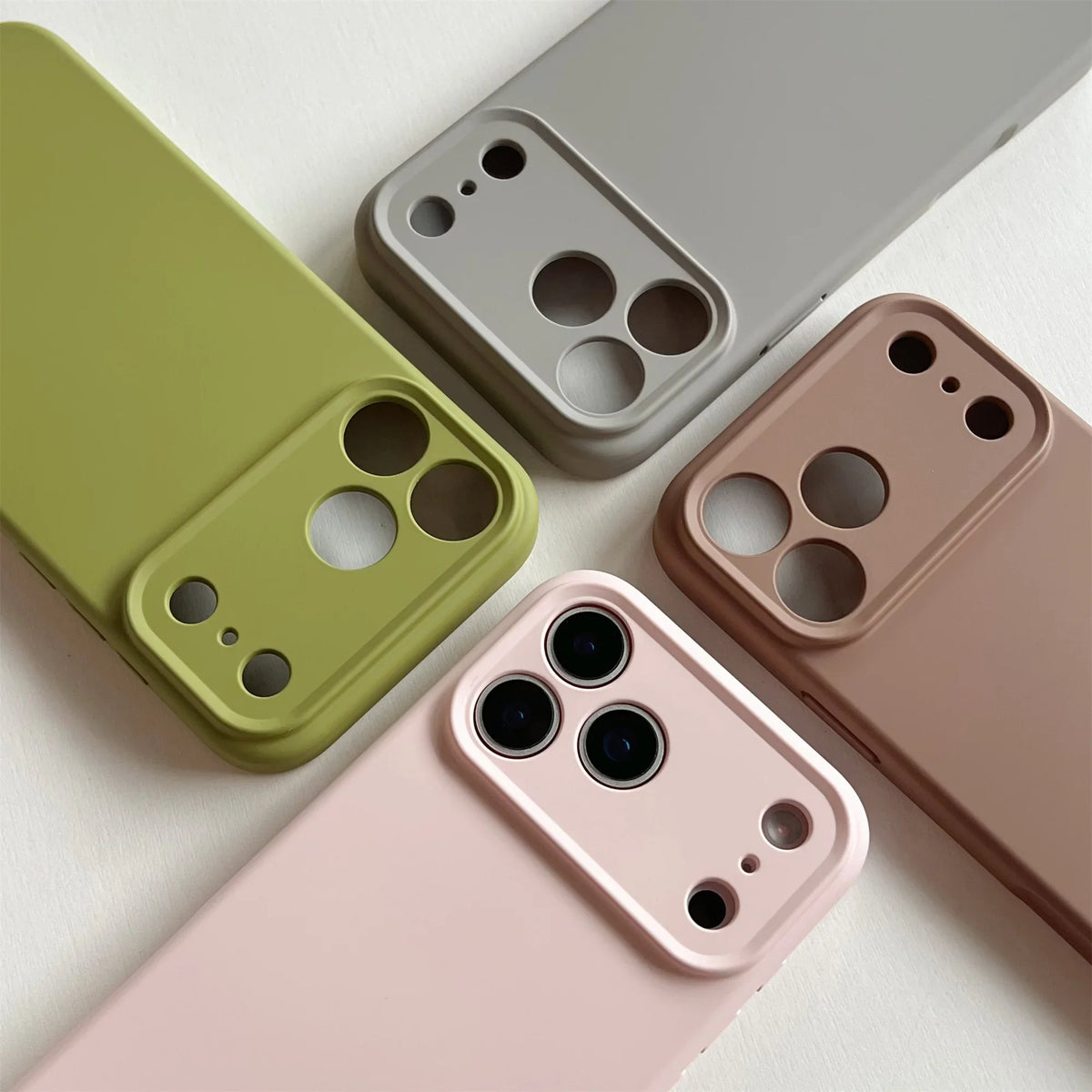 Soft Silicone iPhone Case with Raised Edge Camera Protection 14 15 16 17 Minimalist Style | Sansoti