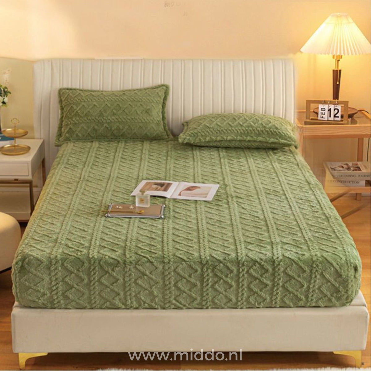 Velours-Spannbettlaken mit Kissenbezügen, ultraweiche Fleece-Bettwäsche, elastische Passform, 90-220 cm, warm und komfortabel | Sansoti