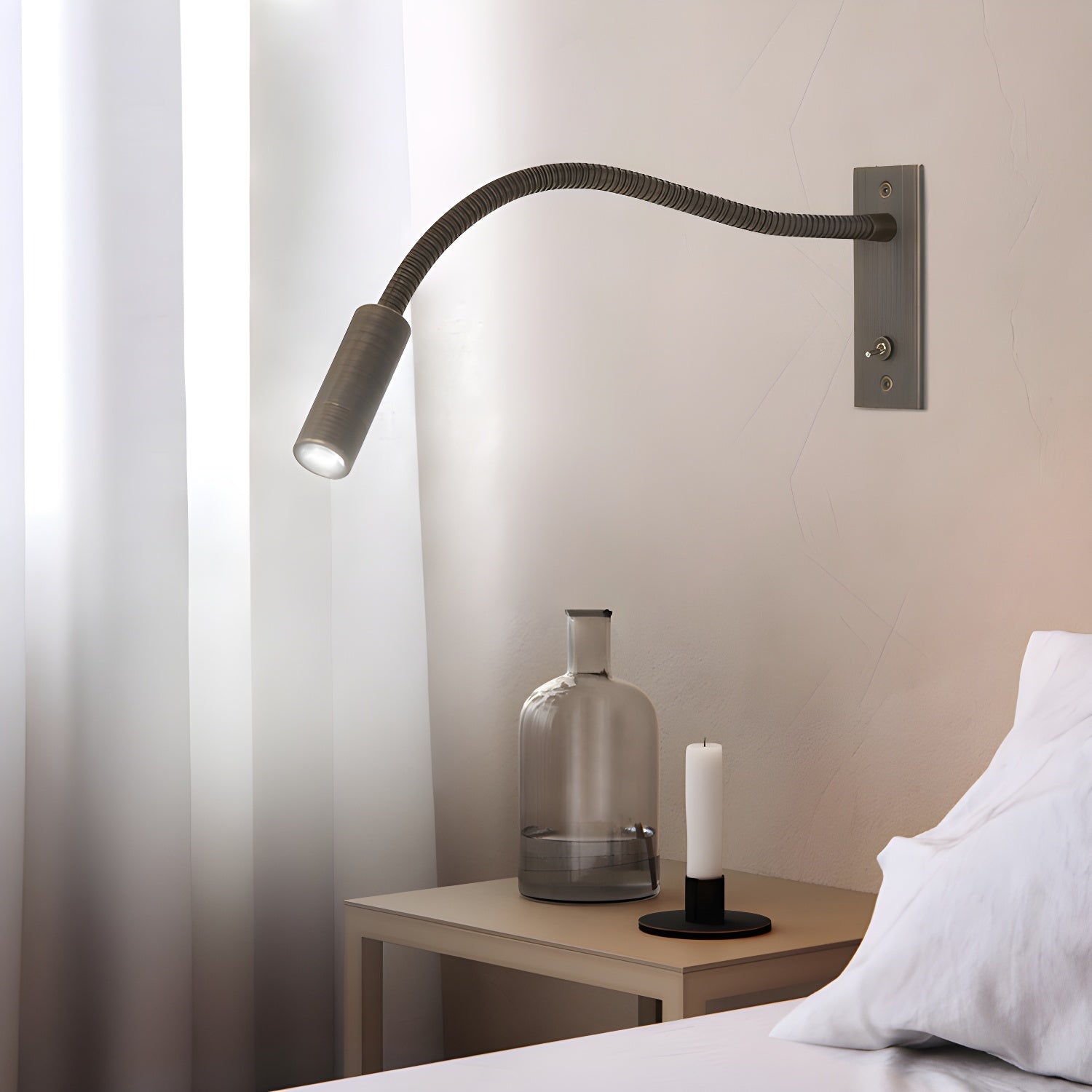Elezor Flexibele Gooseneck Wandlamp LED Zwart Leeslamp Slaapkamer Bed Wandverlichting Richtbaar Modern Minimalistisch | Sansoti