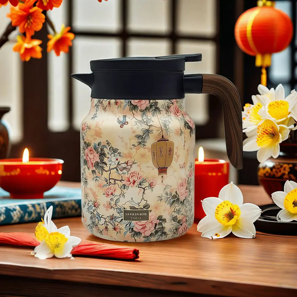 Théière Acier Inoxydable 316 Vintage Fleurs Infuseur Intégré Isolant Thermique Premium | Restfield