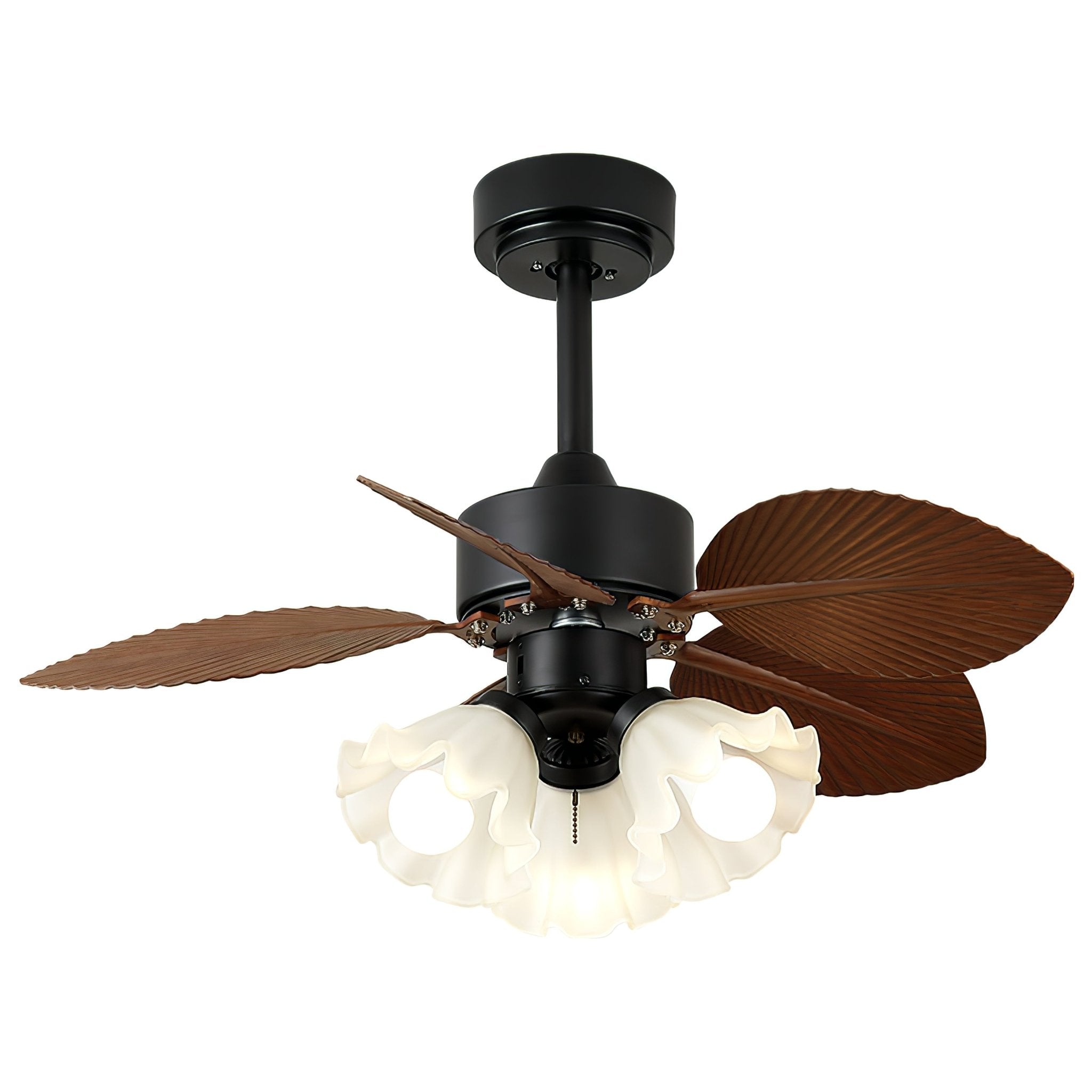 Ventilateur de plafond vintage avec éclairage bois diamètre 80 cm pales en ABS télécommande 6 vitesses moteur cuivre | Sansoti
