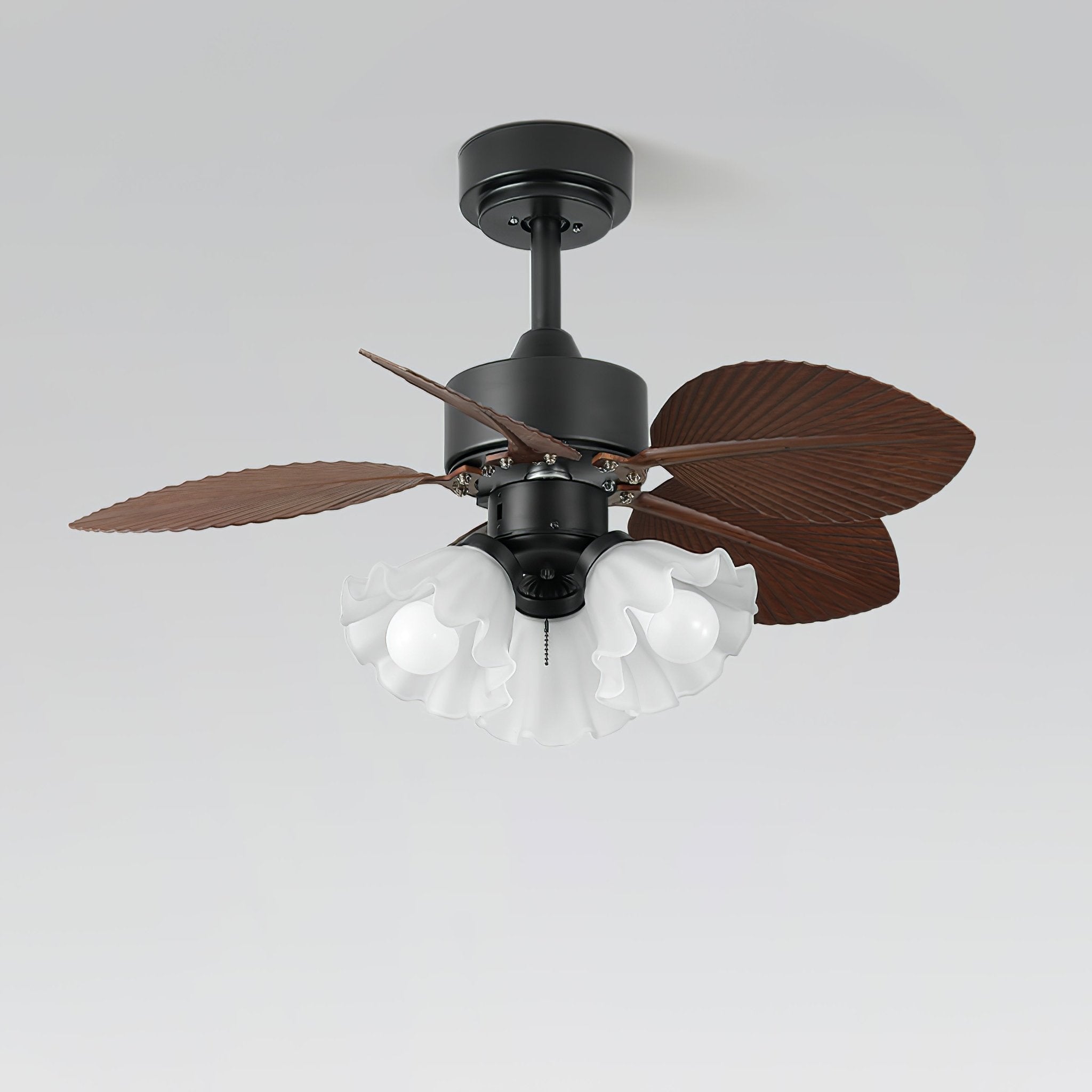 Ventilateur de plafond vintage avec éclairage bois diamètre 80 cm pales en ABS télécommande 6 vitesses moteur cuivre | Sansoti
