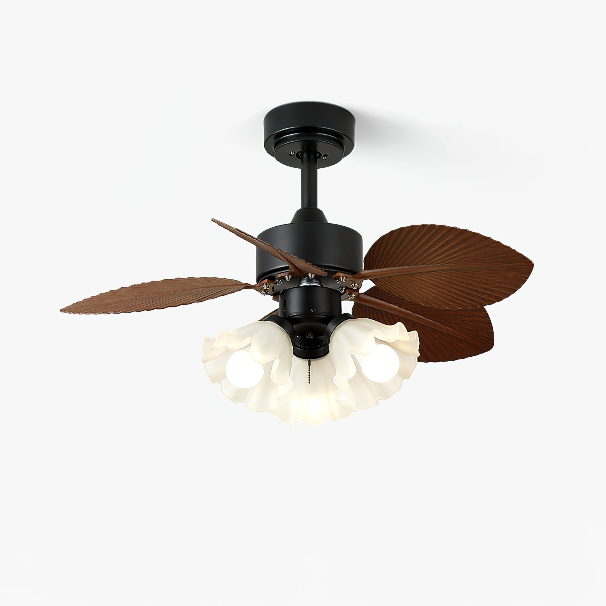 Ventilateur de plafond vintage avec éclairage bois diamètre 80 cm pales en ABS télécommande 6 vitesses moteur cuivre | Sansoti