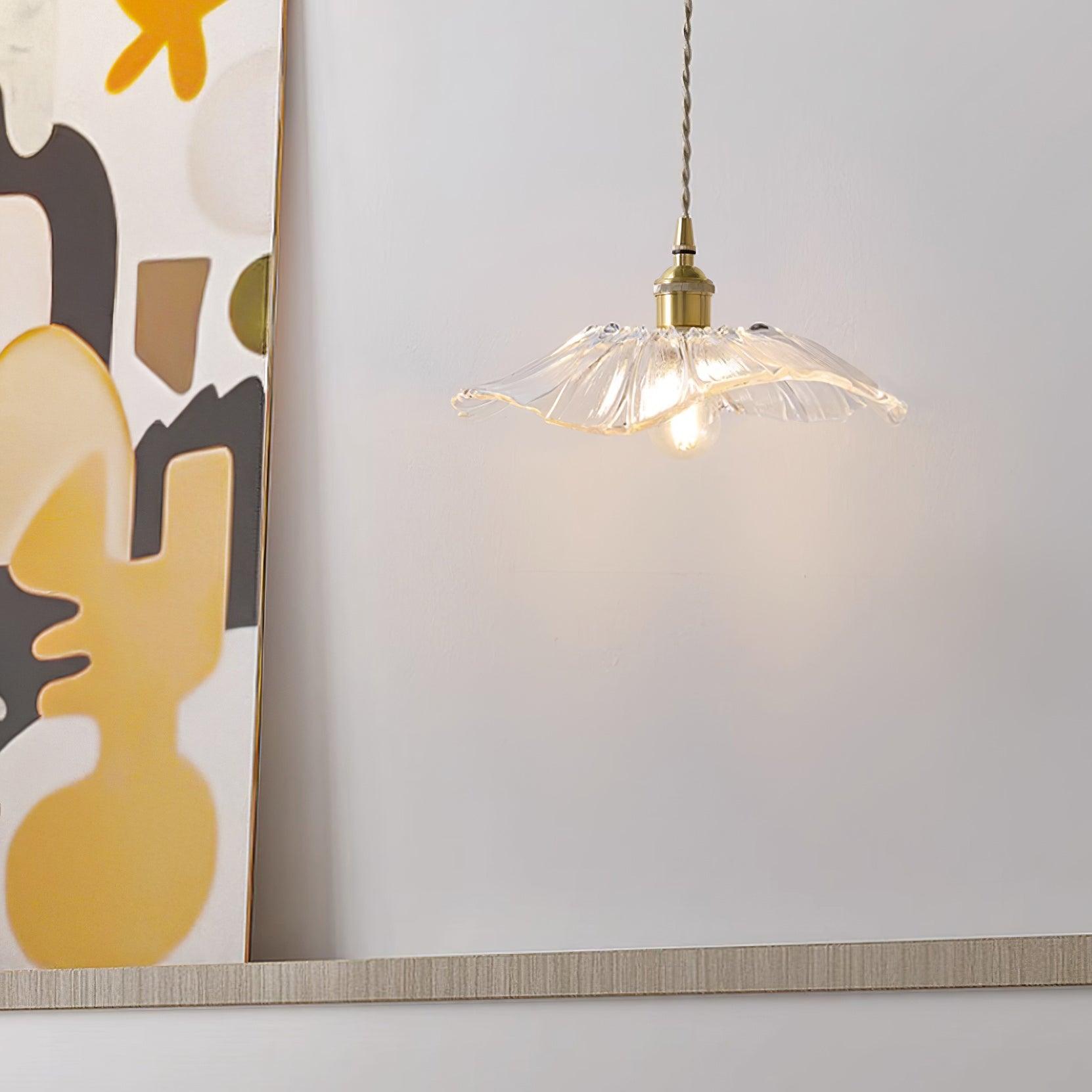 Hanglamp Bloem Glas Retro Transparant Koper E27 Vintage Keuken Eettafel | Sansoti