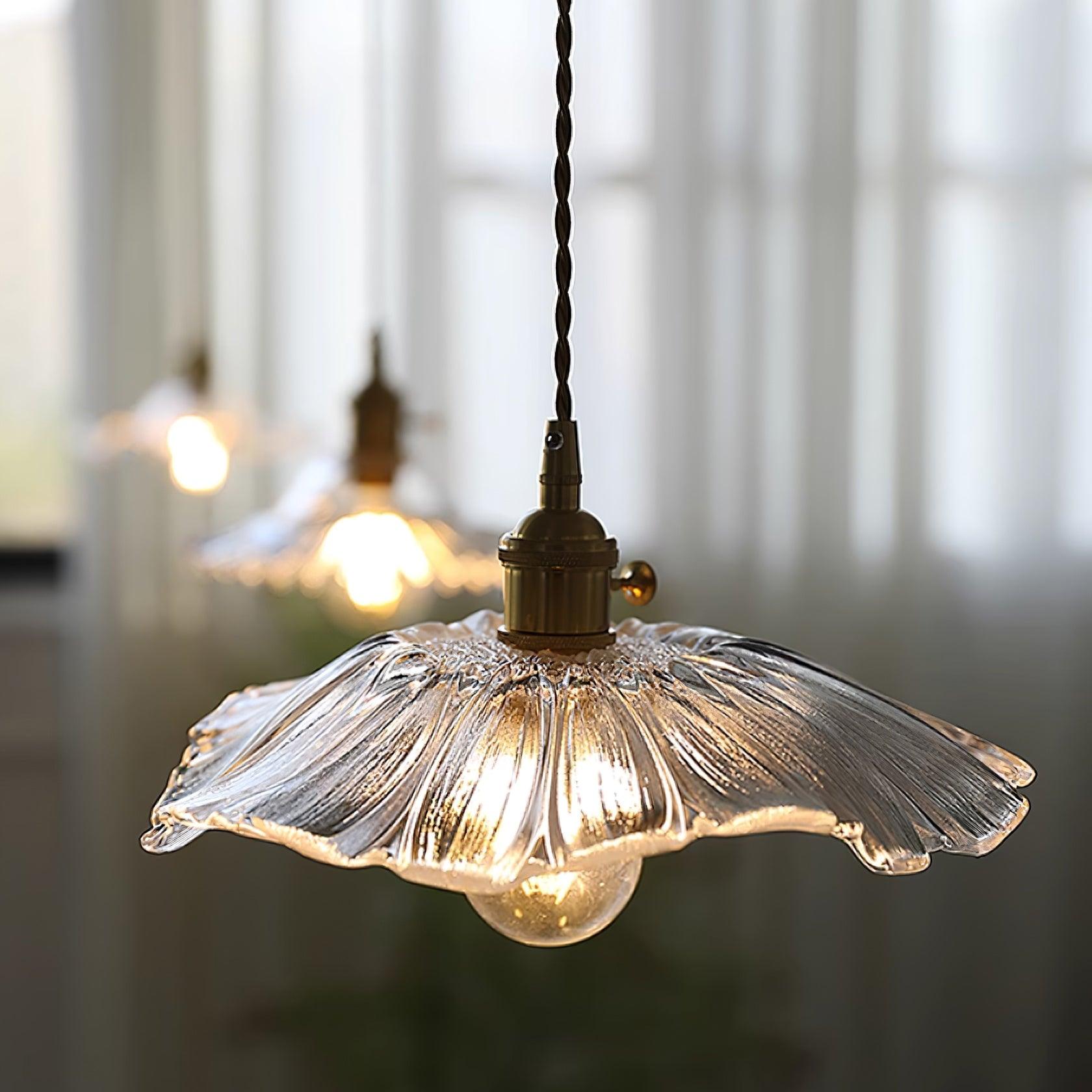 Hanglamp Bloem Glas Retro Transparant Koper E27 Vintage Keuken Eettafel | Sansoti