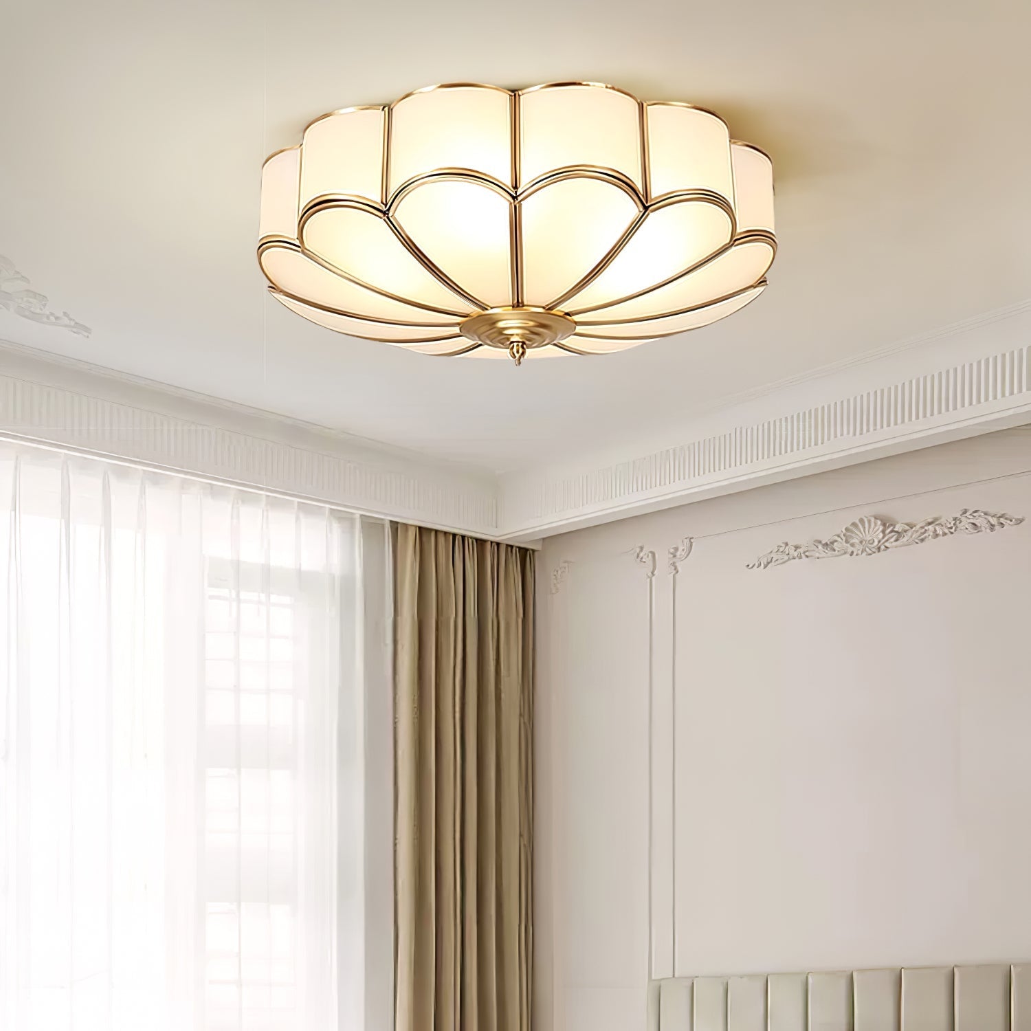 Deckenleuchte Glas Messing Gold Rund Klassisch Wohnzimmer Flur Esszimmer Vintage Design Beleuchtung Diffuses Licht | Restfield