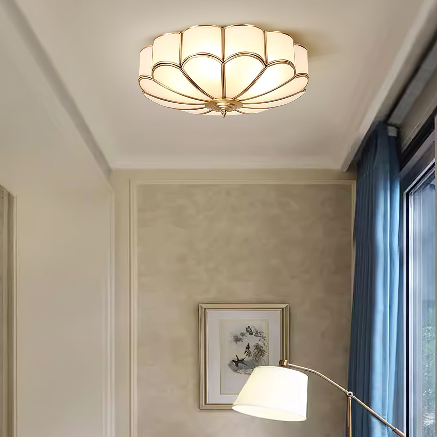 Deckenleuchte Glas Messing Gold Rund Klassisch Wohnzimmer Flur Esszimmer Vintage Design Beleuchtung Diffuses Licht | Restfield