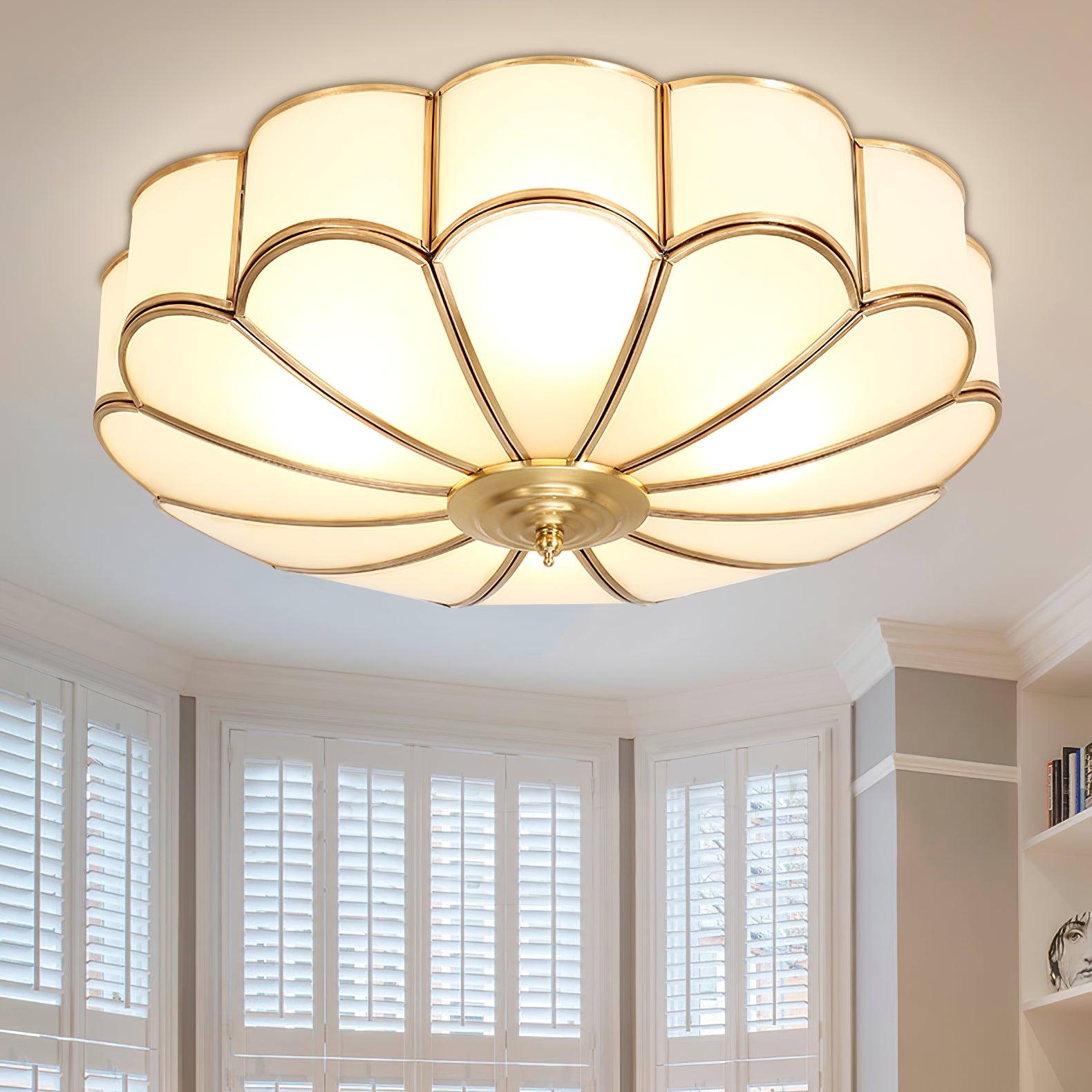 Deckenleuchte Glas Messing Gold Rund Klassisch Wohnzimmer Flur Esszimmer Vintage Design Beleuchtung Diffuses Licht | Restfield