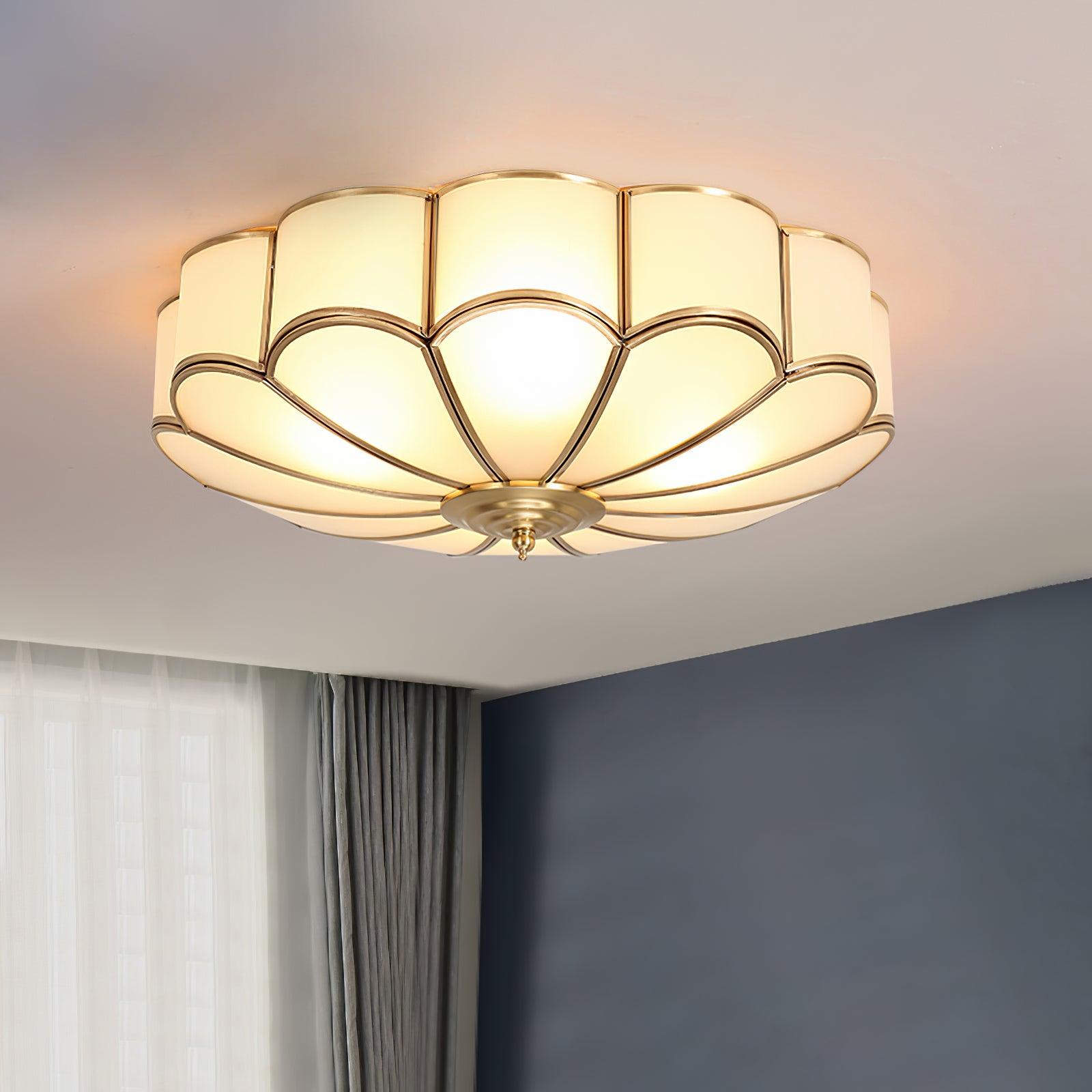 Deckenleuchte Glas Messing Gold Rund Klassisch Wohnzimmer Flur Esszimmer Vintage Design Beleuchtung Diffuses Licht | Restfield