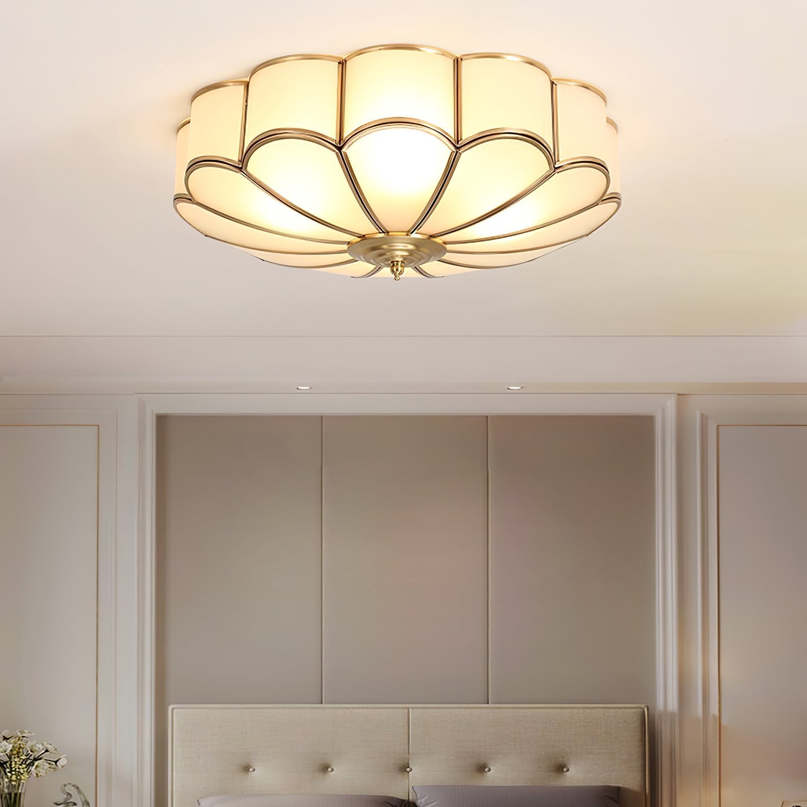 Deckenleuchte Glas Messing Gold Rund Klassisch Wohnzimmer Flur Esszimmer Vintage Design Beleuchtung Diffuses Licht | Restfield