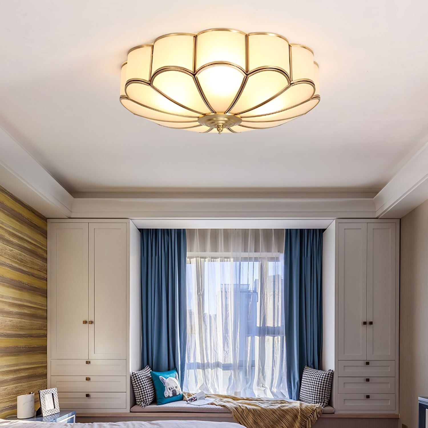 Deckenleuchte Glas Messing Gold Rund Klassisch Wohnzimmer Flur Esszimmer Vintage Design Beleuchtung Diffuses Licht | Restfield