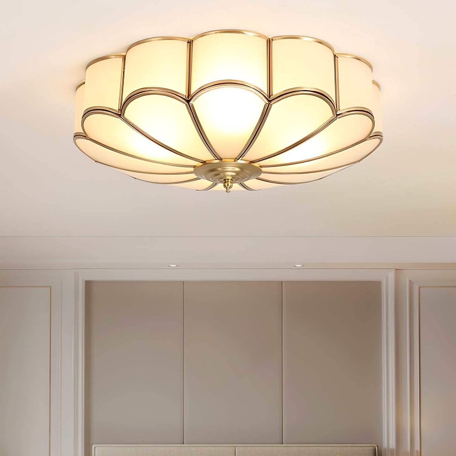 Deckenleuchte Glas Messing Gold Rund Klassisch Wohnzimmer Flur Esszimmer Vintage Design Beleuchtung Diffuses Licht | Restfield