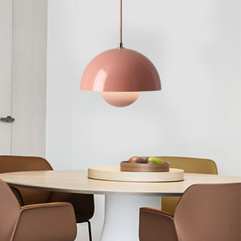 Ronde Hanglampen in Scandinavisch Design – Dubbele Halfbolvorm met Verstelbare Draad – E27/G9 – Verkrijgbaar in 16 Kleuren | Sansoti