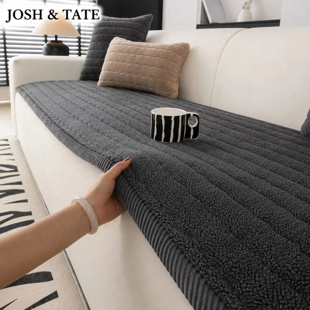 Pluche Bankhoes met Antislip Onderzijde Sherpa Zitbeschermer Wasbaar Meubelhoes Bank Sofa Bescherming | Sansoti
