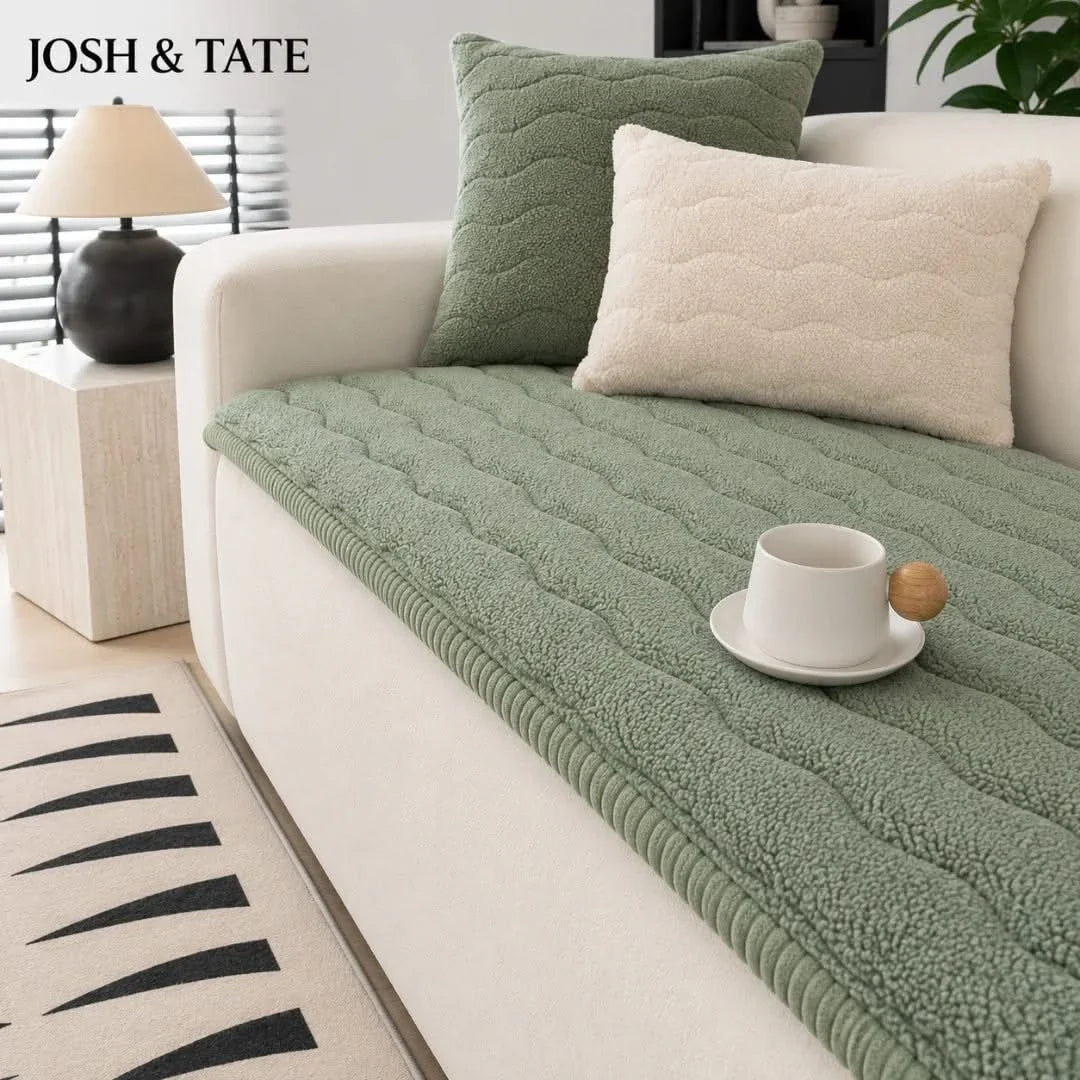 Pluche Bankhoes met Antislip Onderzijde Sherpa Zitbeschermer Wasbaar Meubelhoes Bank Sofa Bescherming | Sansoti