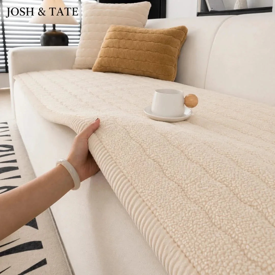 Pluche Bankhoes met Antislip Onderzijde Sherpa Zitbeschermer Wasbaar Meubelhoes Bank Sofa Bescherming | Sansoti