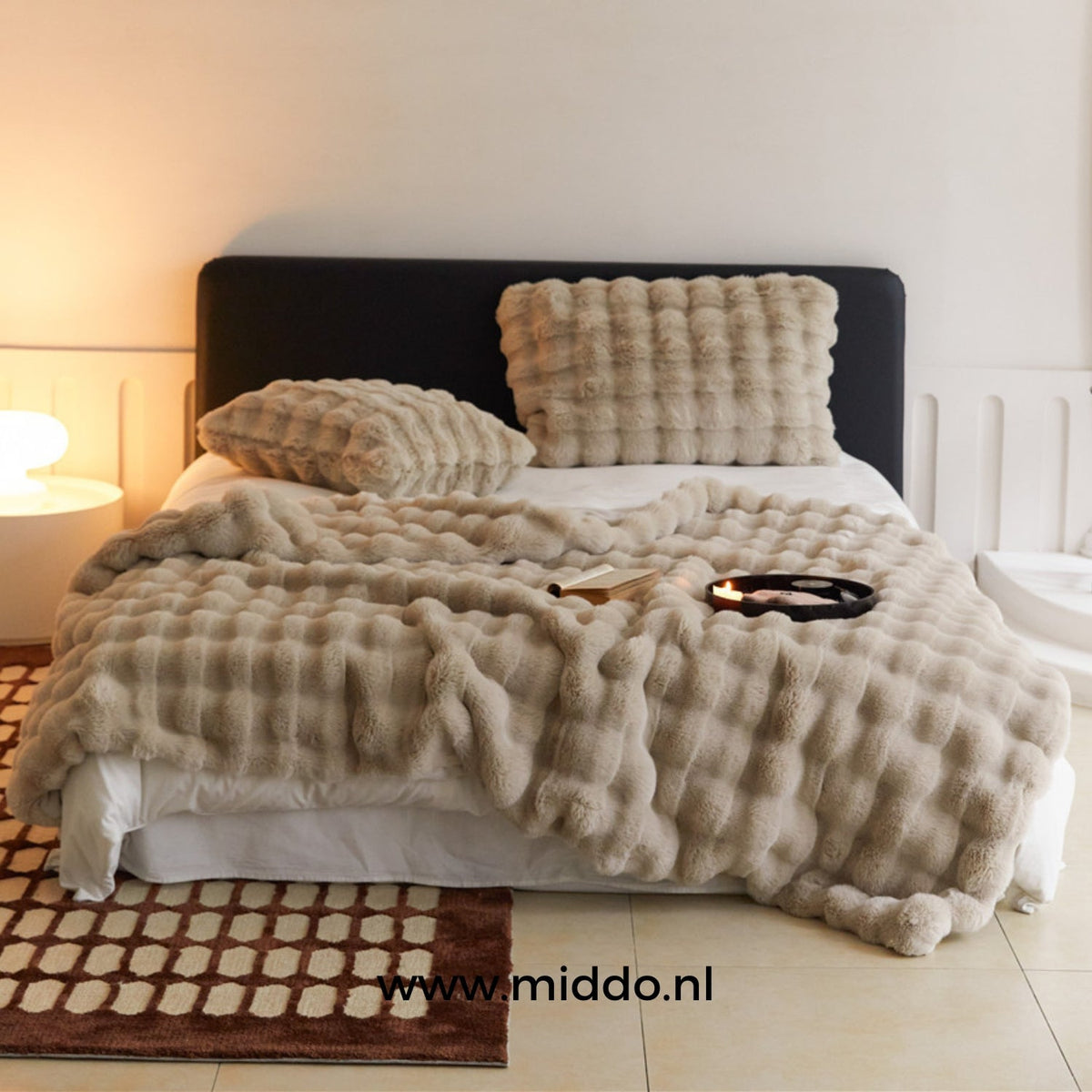 Teddydecke XL Beige Grau Rosa Blau Weiß – Besonders dicke, weiche, warme Kuscheldecke für Bett und Sofa | Sansoti