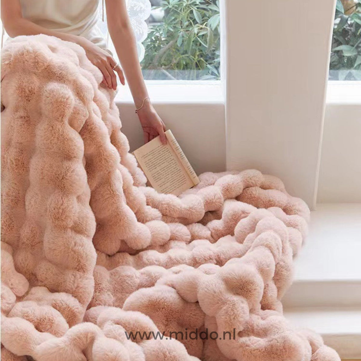 Teddydecke XL Beige Grau Rosa Blau Weiß – Besonders dicke, weiche, warme Kuscheldecke für Bett und Sofa | Sansoti